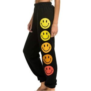 Aviator Nation Smiley Black Joggers NEW sz XS